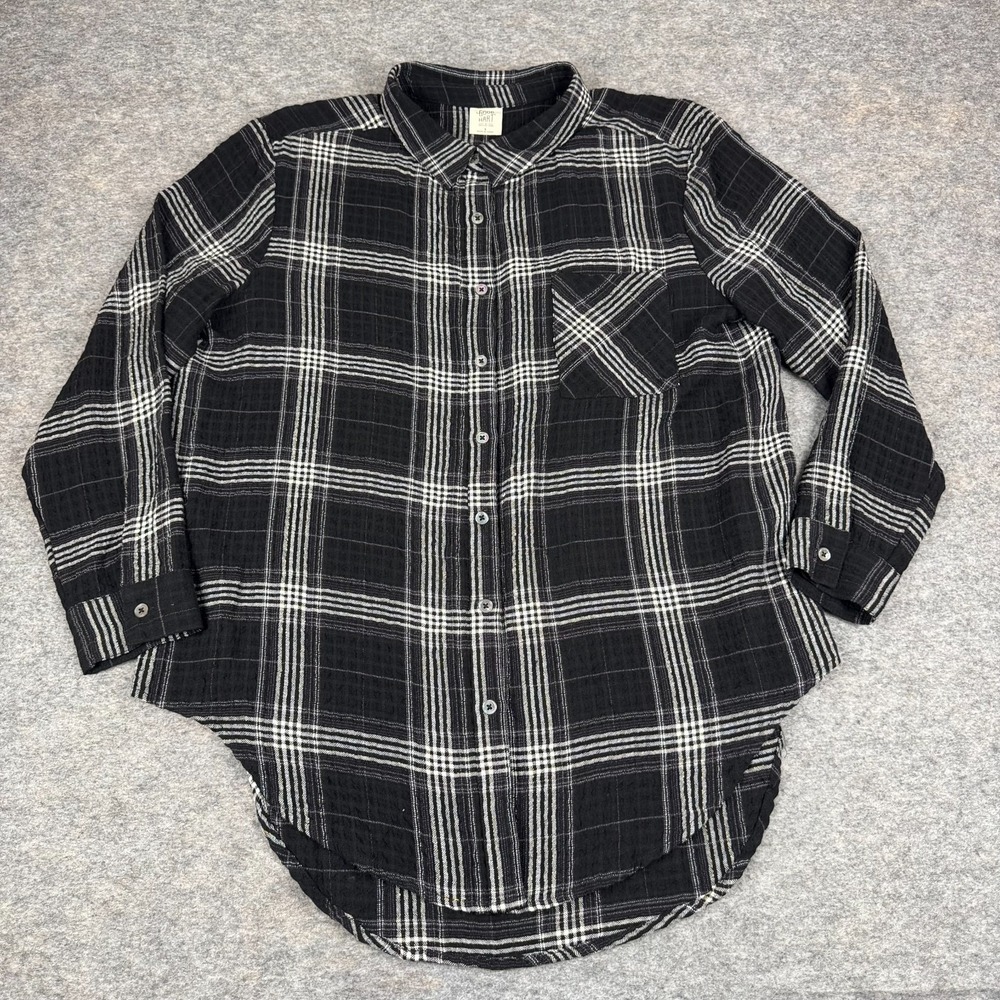 Good Heart Matilda Jane Button Up Shirt Plaid Black Womens Small S